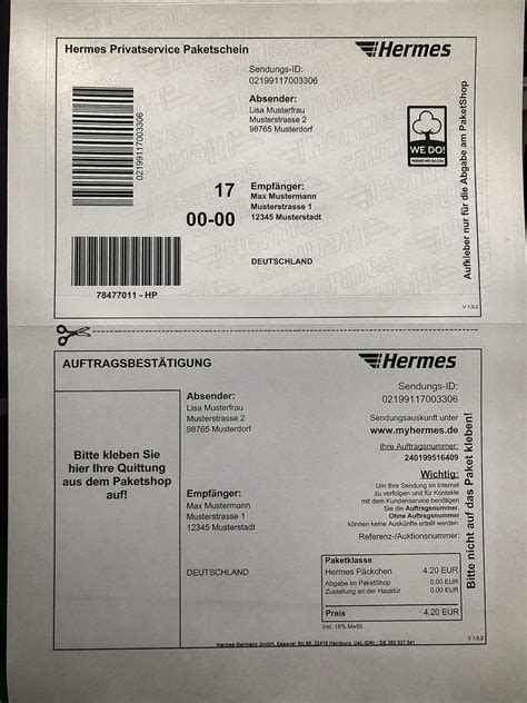 hermes versand paketaufkleber